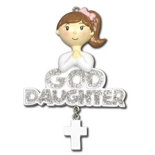 God Daughter W Cross Personalized Christmas Tree Ornament
