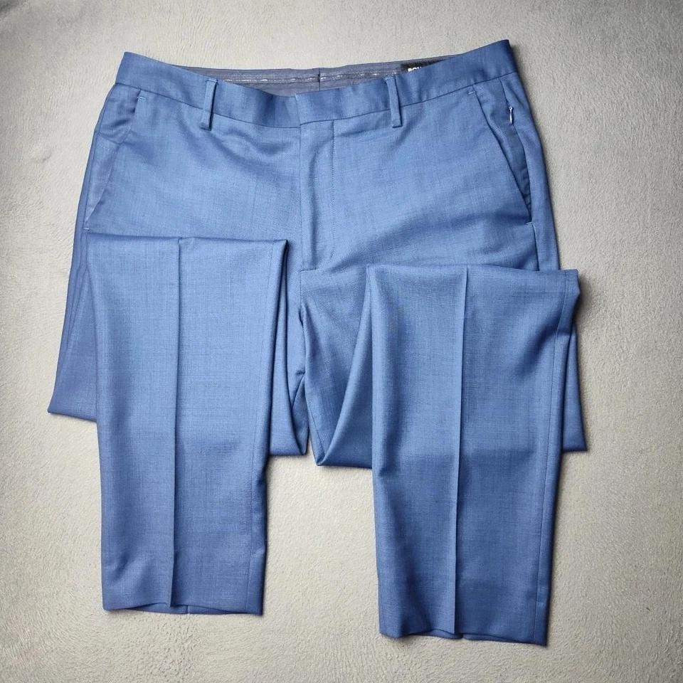 Bonobos Pants Mens 34x32 Blue Italian Marzotto Wool Dress Trousers Athletic Fit - Image 3 of 4