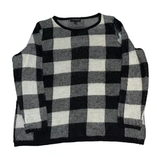 Lane Bryant Black Buffalo Plaid Sweater Top 18 20 Fuzzy Check Cozycore Winter