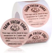 500pcs Farm Fresh Egg Carton Stickers, 2in Round Unwashed Egg Carton Labels with