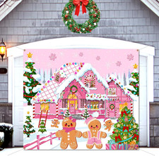 Gingerbread Christmas Garage Door Cover Gingerbread Christmas Decorations Pink