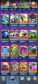 CR/LVL 78 ( 23 CARD 16 LV MAX  42 CARD 15 LV ) 13K TROPHY |274 EMOTE & 22 TOWER