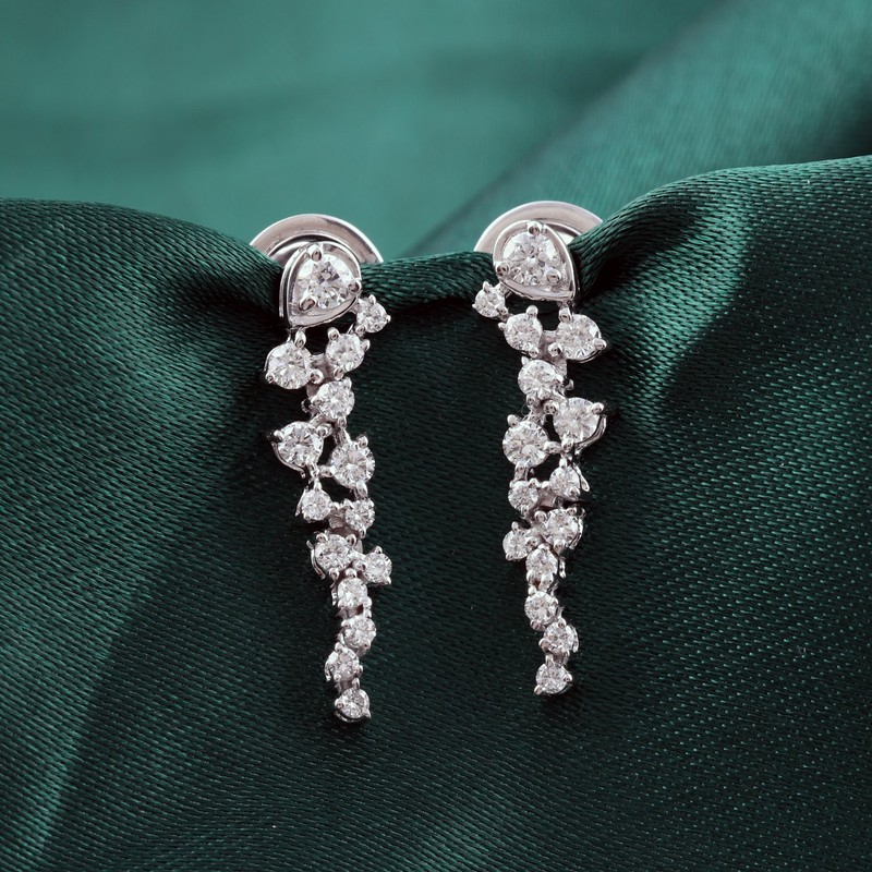 0.30 Ct Lab Grown CVD Round Diamond Dangle Earrings Jewelry Gift 9k White Gold