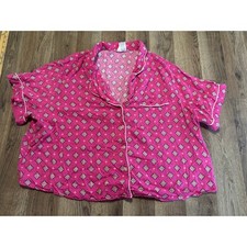 Joyspun Pajama Shirt Womens 2X Pink Plus Medallion Print Short Sleeve Excellent
