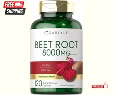 USDA Organic Extra Strength Beet Root 20:1 Extract 8000 mg Strength 120 Capsules