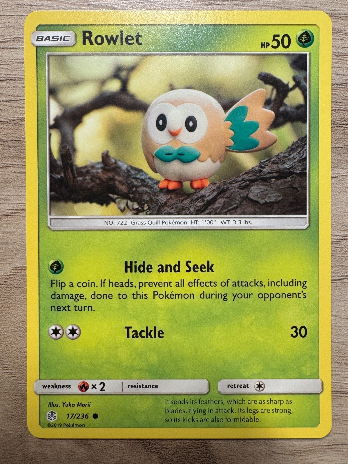 Rowlet Common SM - Cosmic Eclipse 17/236 NM Yuka Morii