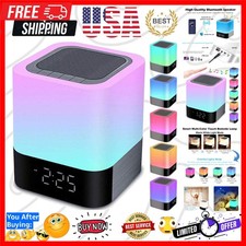 Night Lights Bluetooth Speaker, Alarm Clock Bluetooth Speakers Touch Sensor B...