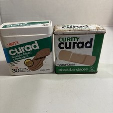 Curity Curad Bandages Metal Tin And Plastic Colgate-Palmolive Company C Vintage