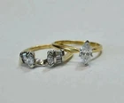 Marquise Cut Lab Created Diamond Vintage 14K Yellow Gold FN Wedding Ring Set