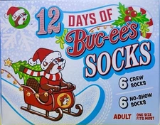 Buc-ee’s 12 Days Of Buc-ee’s Socks Adult One Size Fits Most NIB