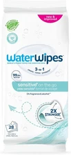 WaterWipes Sensitive+ On The Go Wipes, 3-In-1 Cleans, 28 Count (Pack of 1) 