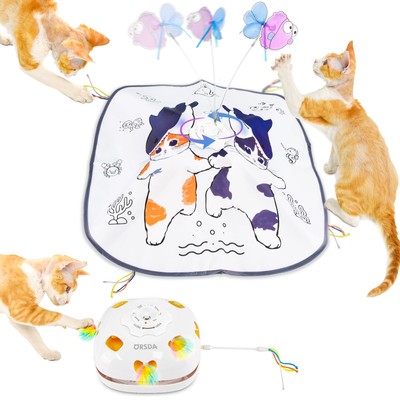 Interactive Cat Toys for Indoor Cats, 5 in 1 Automatic Kitten Toys Rechargeab...