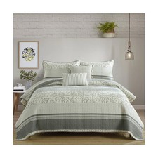 Grey Quilts Queen Size - 100 Cotton Quilted Bedding Set for Queen Bed, Light...