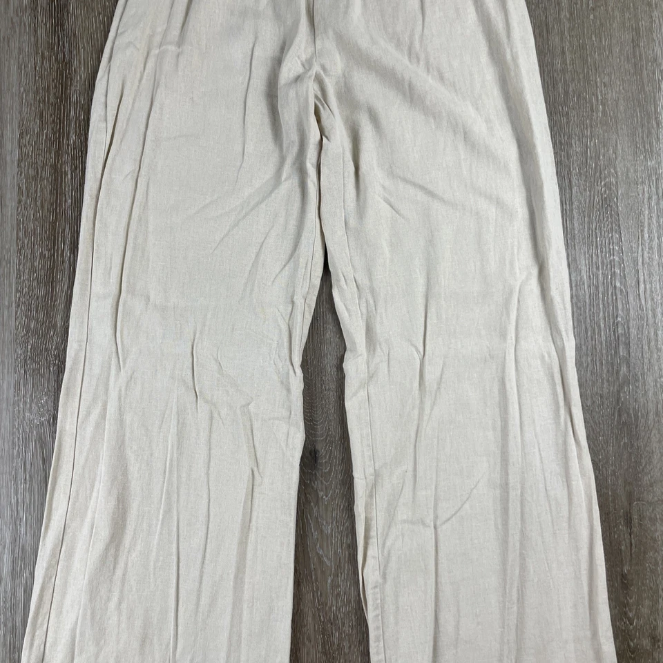 Love Tree Ultra Wide Leg Linen Pants Women's Medium Stretch Waist High Rise Boho - Image 4 of 4