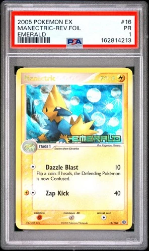 PSA 1 2005 Pokemon EX Emerald Manectric Reverse Holo Foil Rare 16/106 STAMPED
