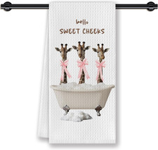 Hello Sweet Cheeks Giraffe Bathroom Hand Towels,Giraffes Gifts for Women, Coquet