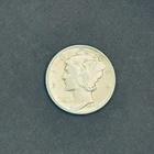1942 P Mercury Dime, 10c, ungraded, Extra Fine to AU characteristics