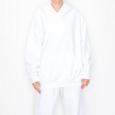 Heavyweight French Terry Hoodie White Unisex 2XL Made In Los Angeles