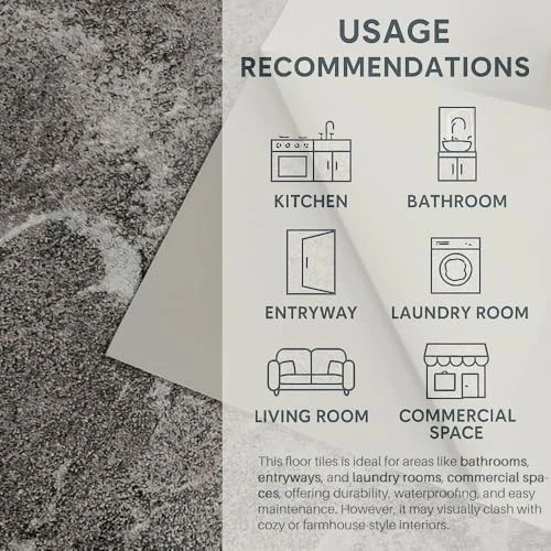 Azulejo de piso gris oscuro pelar y pegar mármol vinilo 12" x 12" 20 basalto usado Foto 3 de 4