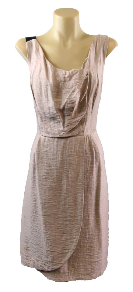 Jacqui E Womens Size 10 S  Dress Sleeveless Midi Faux Wrap High Waist Work Party