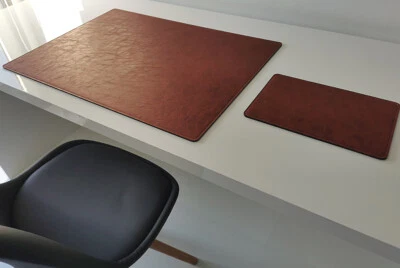 PROFI MATS PM Schreibtischunterlage mit Mauspad in Lora Kunst Leder 90 x 50 cognac braun