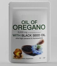 New Oregano Oil 6000mg 300gels Contains Carvacrol and Thymoquinone USA 