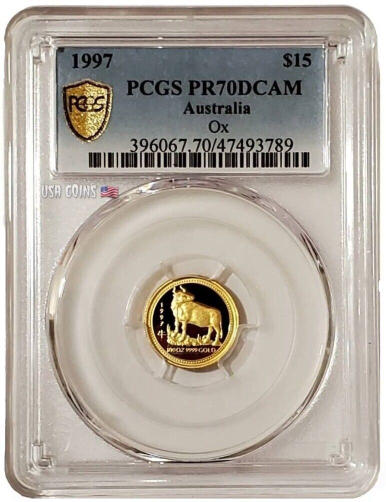 1997 1/10 Oz GOLD $15 Australia YEAR OF THE OX Serie 1 PCGS 1997 1/10 Oz GOLD $15 Australia YEAR OF THE OX Serie 1 PCGS