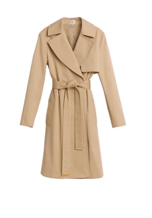 $395 Cuyana Women's Classic Belted Trench Coat Wheat Size SM