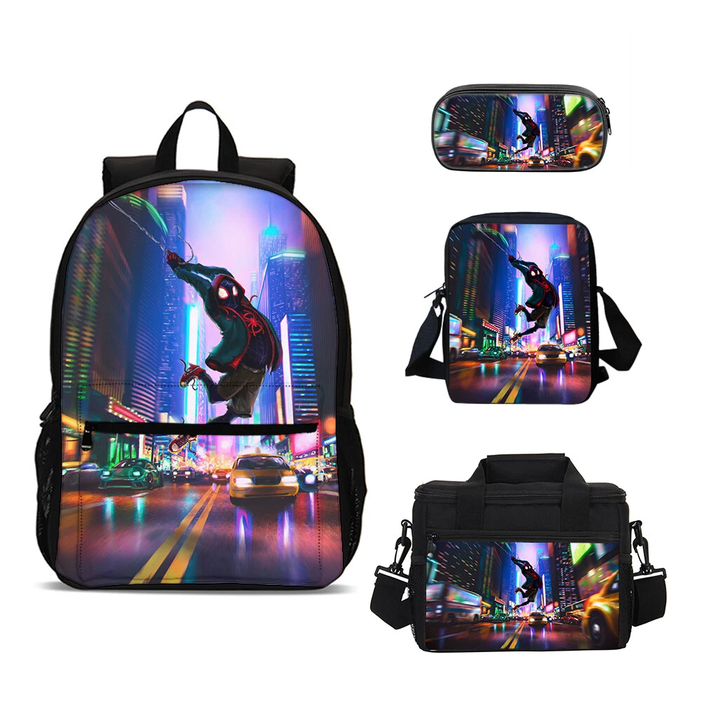 Spider Man Miles Morales Backpack Set Pen Box Schoolbag Messenger Bag Lunch Bag