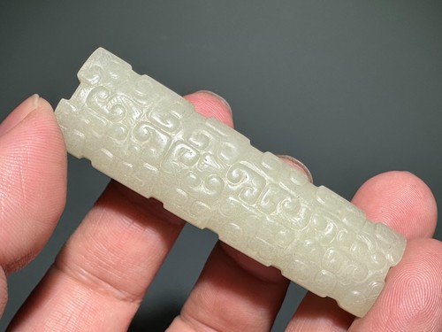 Rare Chinese Han Dy Old Jade Carved "Le Zi" Design "Pei" Pendant Figure L 6.6 CM - 第 1/24 張圖片