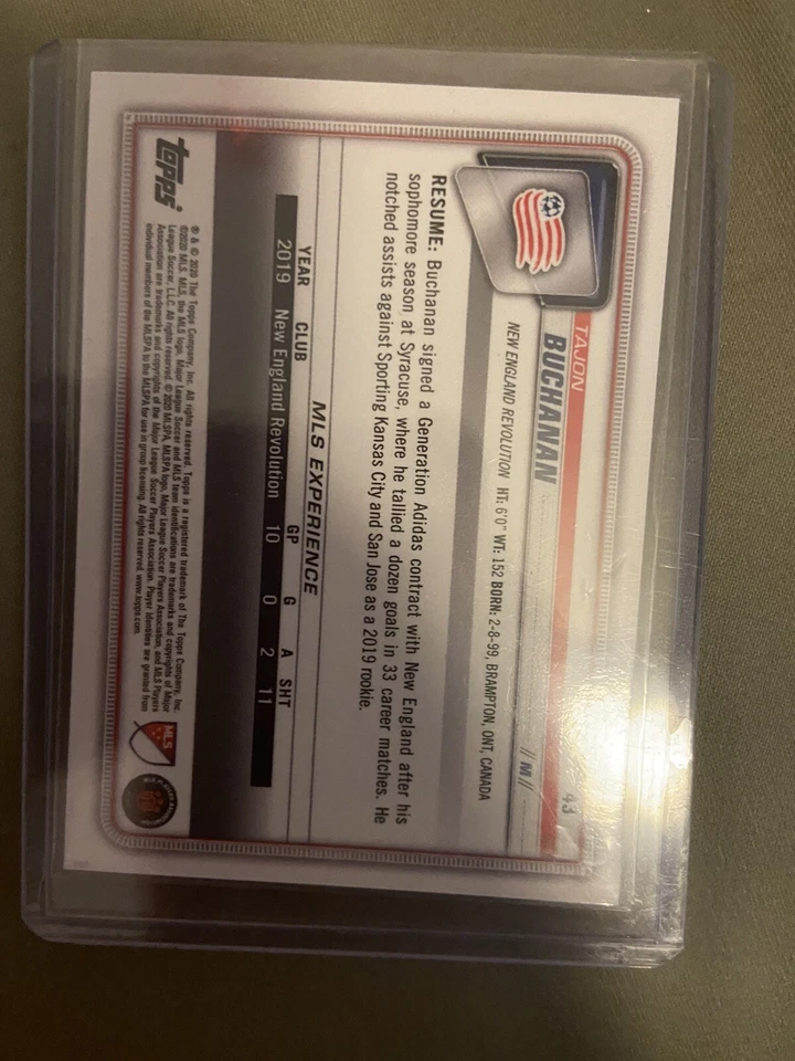 2020 BOWMAN MLS TAJON BUCHANAN RC #43 BLUE 124/150 CANADA NEW ENGLAND REVOLUTION - Image 3 of 4
