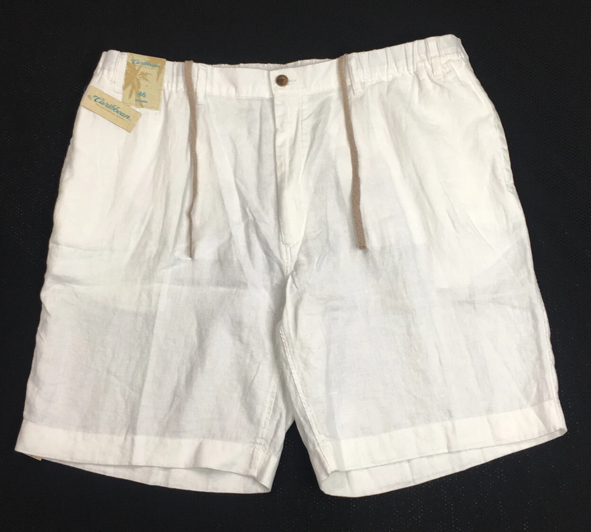 CARIBBEAN Men s White 100 LINEN Casual Shorts 46 Beach Wear 79