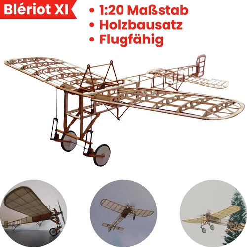 Blériot XI Slow Flyer Modellflugzeug Baukasten Balsa Holz Bausatz Flugzeug Kit