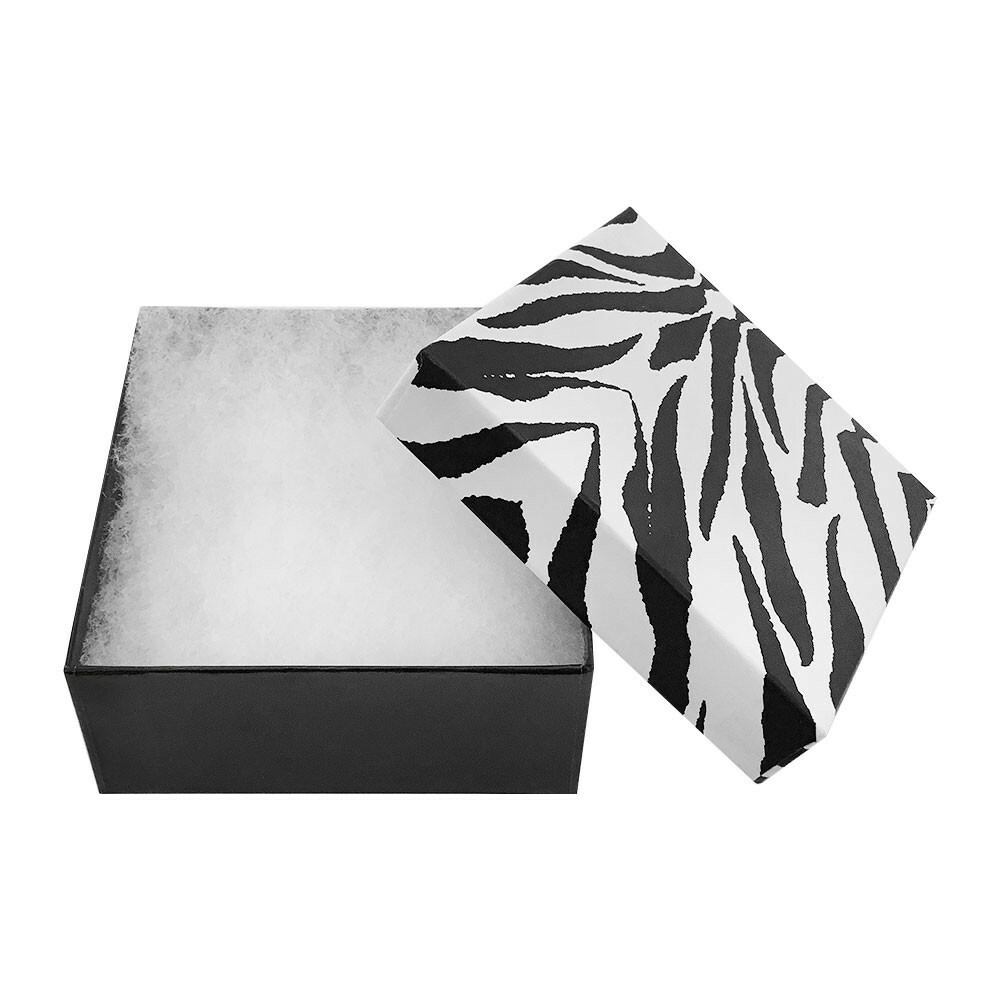 33/4x 33/4 Zebra Animal Print Cotton Filled Batting Gift Boxes