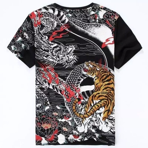Japanese Dragon Tiger Men's T-Shirt Asian Mafia Tattoo Style Print Yakuza - Picture 10 of 19