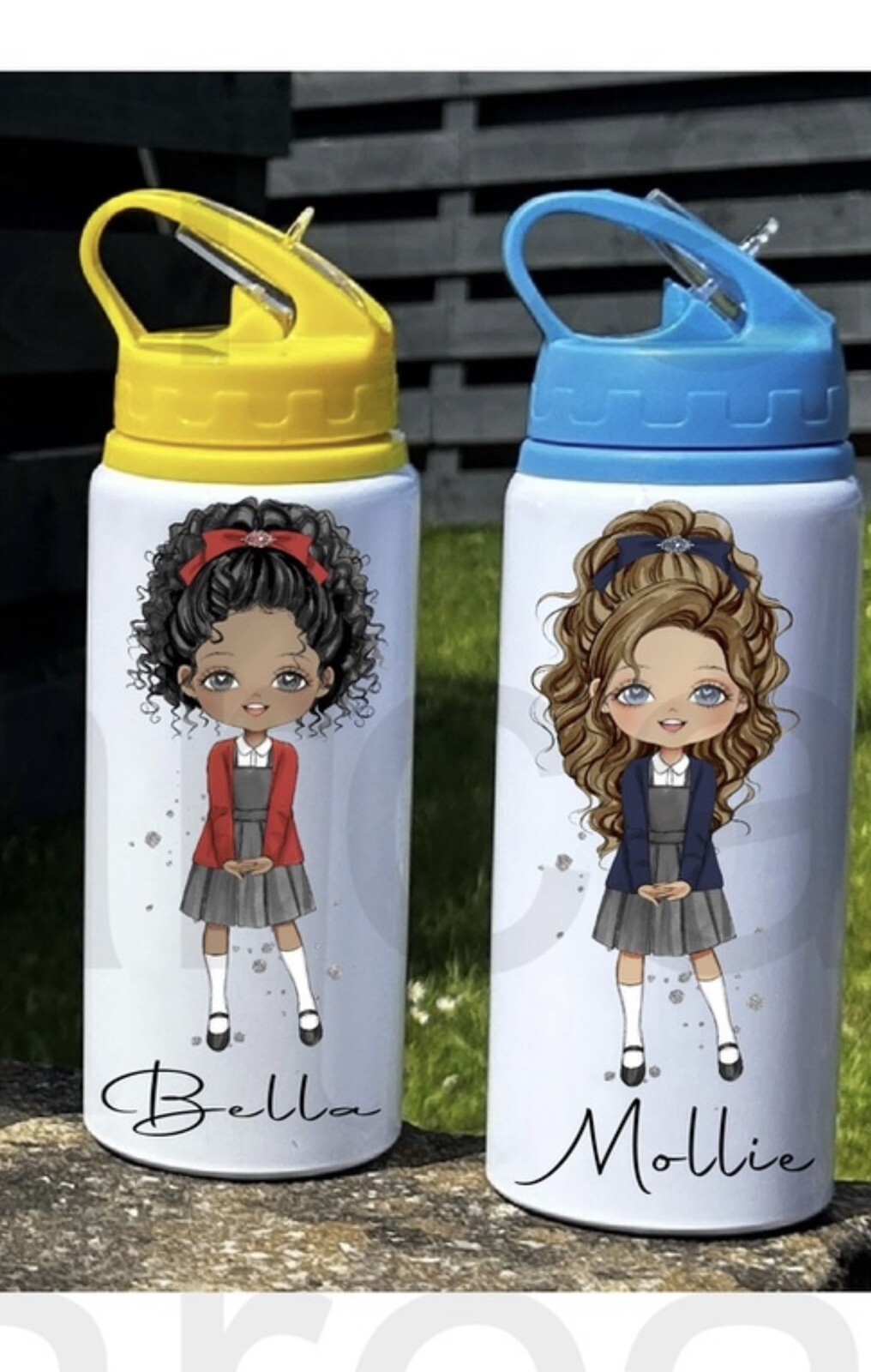 Girls Kids Personalised Metal Water Bottle Back to School Gift Party ...