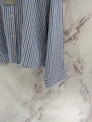 Everlane Shirt Womens Small Blue Button Up Woven Pajama Top Silky Cotton Crop