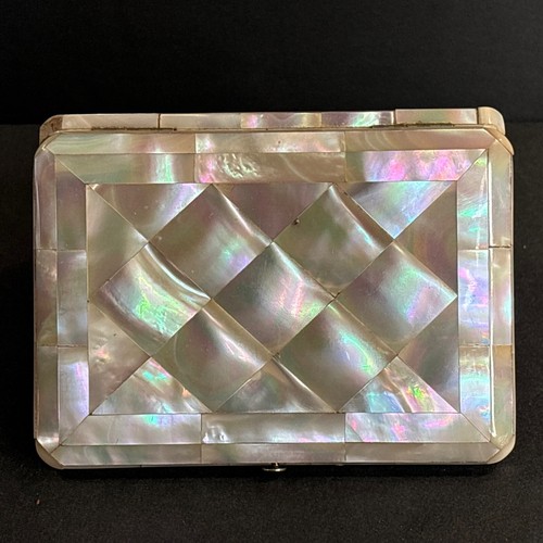 Antique mother of pearl Calling card case/England 1900/Business Card/Silver - Picture 6 of 11