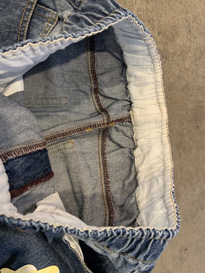 Hand Painted Flower Jeans Elastic Waist Drawstring eBay