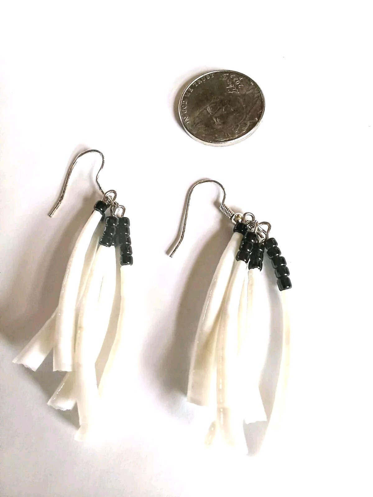 Dentalium Shell Cascading Dangle Earrings - image 3
