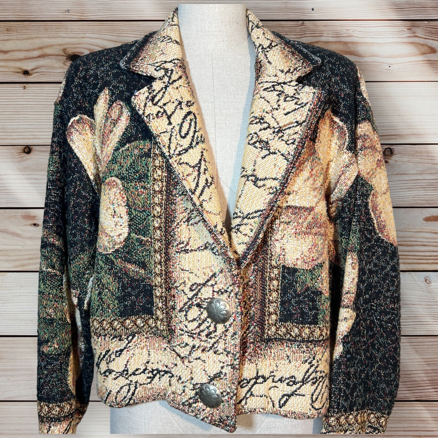 Giacca blazer donna PAINTED PONY magnolia fiore arazzo ritagliato grande made USA