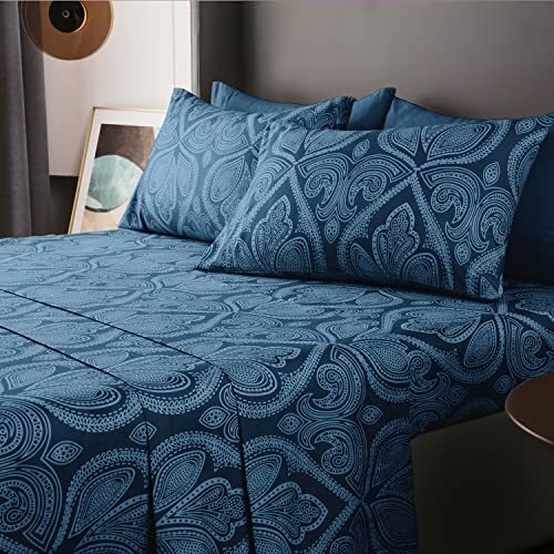 6 Piece Paisley Printed Deep Pocket Bed Sheet Set