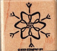 2003 STAMPING' UP Single CHRISTMAS Winter SNOWFLAKE Snow TAG Rubber Stamp