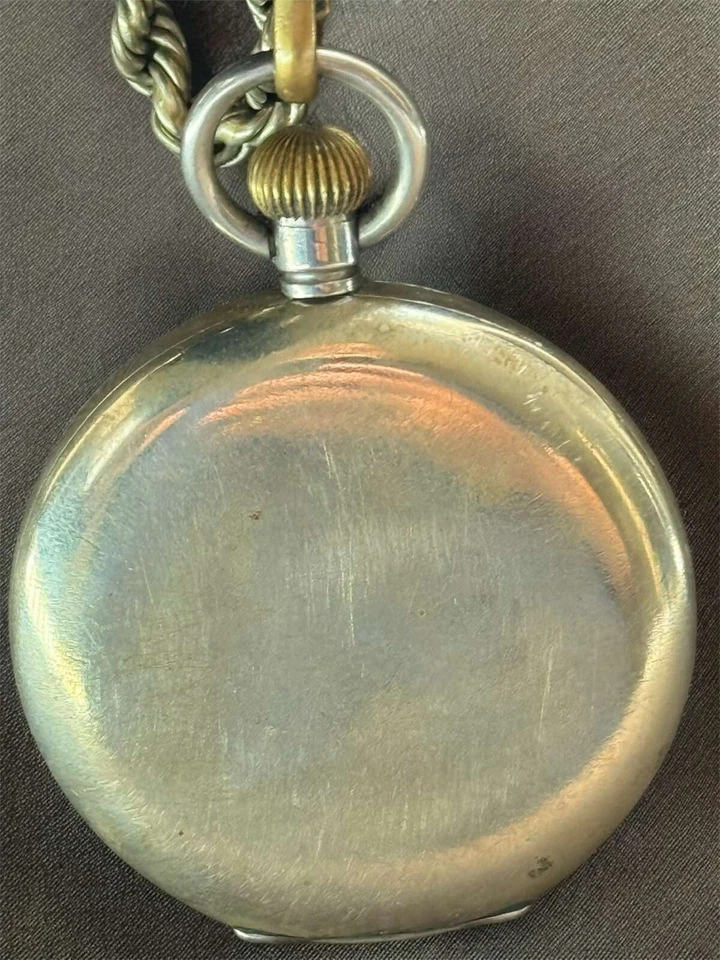 Antique Pocket Watch Mechanical Swiss Military Chain Ottoman Open Face Rare 19th - Image 3 of 4
