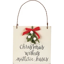PBK Christmas Decor -  Felt Mistletoe Wishes Kisses Ornament
