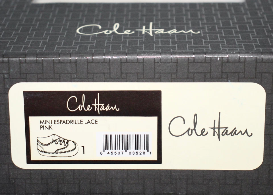 COLE HAAN Bebé Niña Mini Alpargata Encaje Zapato Talla 1 (0-12 meses) Rosa Cuadros Foto 3 de 4