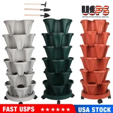 6 Tier Vertical Gardening Stackable Planter for Strawberries Herbs Vegetables