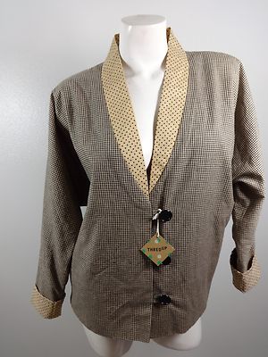 Back Porch Press Damen Schwarz Beige Baumwolle Knopf Jacke Blazer GRÖSSE XS Süß