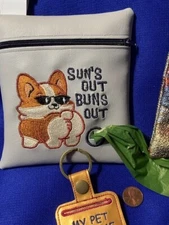 NEW 3 pc Lot CORGI Poo Bag Holder + Corgi Butt Poo Bag Holder + Pet Home Keyring