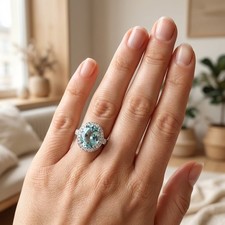 Alluring Sky Blue Aquamarine 3.06Ct 925 Sterling Silver Handmade Rings Size 6.25